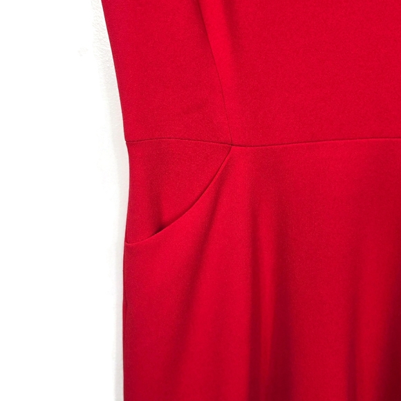Rickie Freeman For Teri Jon Crepe Drape Front Cocktail Dress Red 6 - Picture 8 of 14